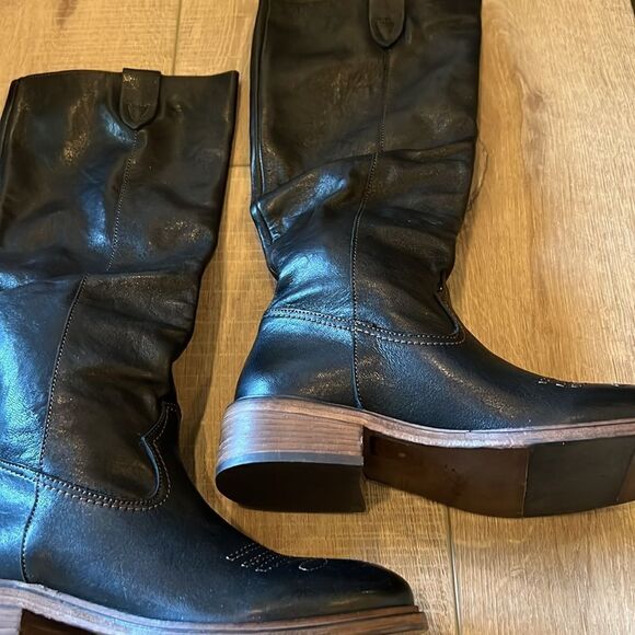 Free People Arya Italian Leather Riding Boots Black EU 36 US 6 - Picture 8 of 15